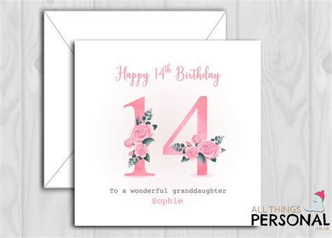 Personalised 14th Birthday Card For Daughter Granddaughter Etsy Canada