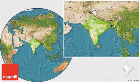 Physical Location Map Of India Satellite Outside