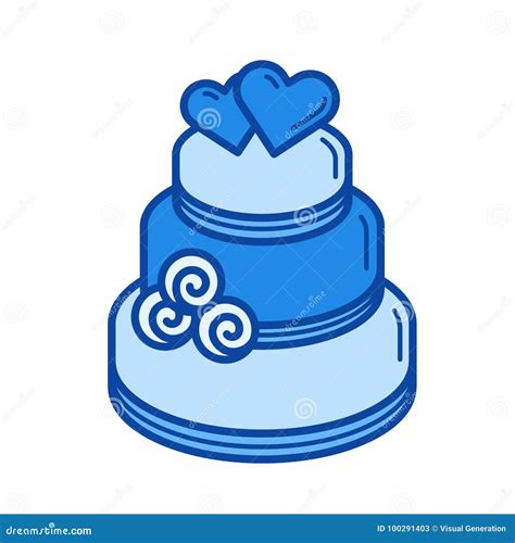 Wedding Cake Line Icon Stock Vector Illustration Of Minimal 100291403