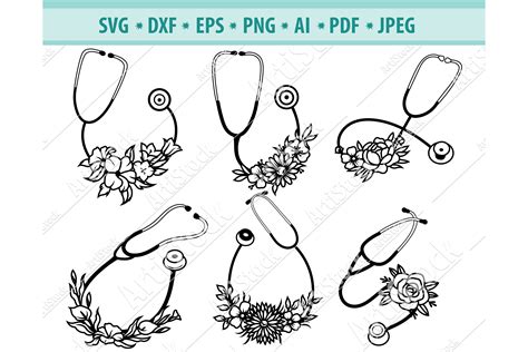 Stethoscope With Flower Svg Stethoscope Dxf Doctor Epspng 554495