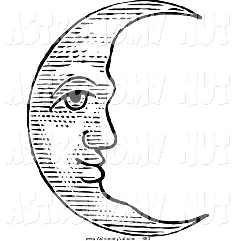 Crescent Moon Face Outline Clipart 294px Image 3