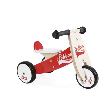Little Bikloon Red And White Ride On Tricycle Ride On Toys Wooden
