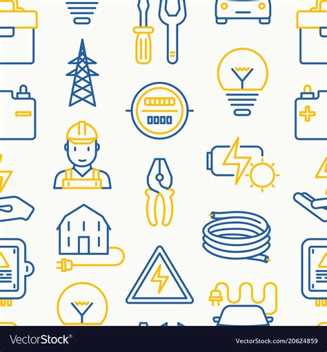Electricity Seamless Pattern Royalty Free Vector Image