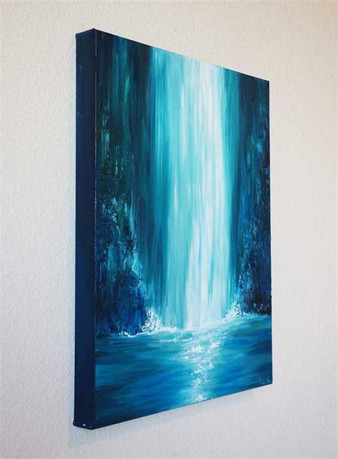 Blue Falls Waterfall Painting Shop Liz W Landscape Art Waterfall