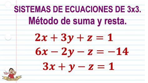 Sistema De Ecuaciones De 3x3 Método De Suma Y Resta Explicación A