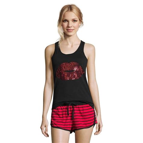 Womens Printed Tank Top And Shorts Sleepwear Pajama Set