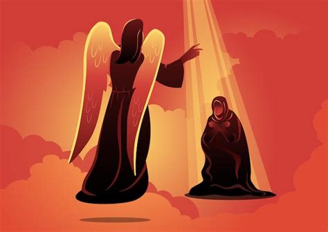 Premium Vector An Illustration Of Angel Visits Mary The Annunciation
