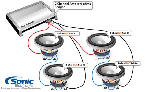 Since mine is wired as 2 series coils, i get 8 ohms right? 2 Channel Amp Wiring Diagram