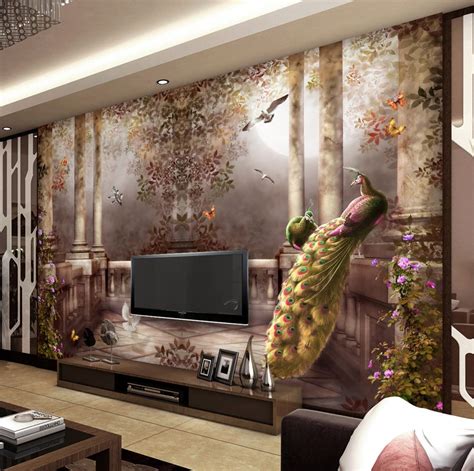 Maybe you would like to learn more about one of these? 3D wallpaper for walls Peacock Wall Mural Rococo style wallpaper Bedroom Room Decor TV backdrop ...