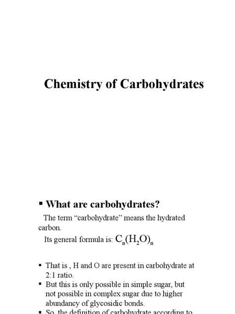 Chemistry Of Carbohydrates Pdf