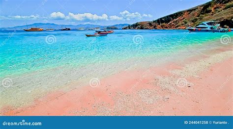 The Beauty Of The Pink Beach In Lombok Indonesia Stock Photo Image