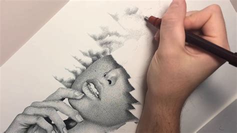 Stippling Artist Creates Portrait With Dots Youtube