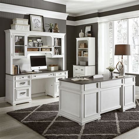 Liberty Furniture Allyson Park Transitional Two Toned Executive Desk
