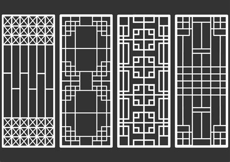 Traditional Korean Ornament Frame Pattern Set Of Door And Window