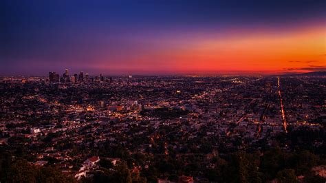 City Urban Sunset Los Angeles Photoshopped Usa