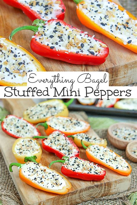 Cream Cheese Stuffed Mini Peppers Are Topped With Everything Bagel