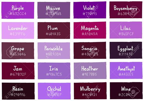Purple Tone Color Shade Background With Code And Name Illustration