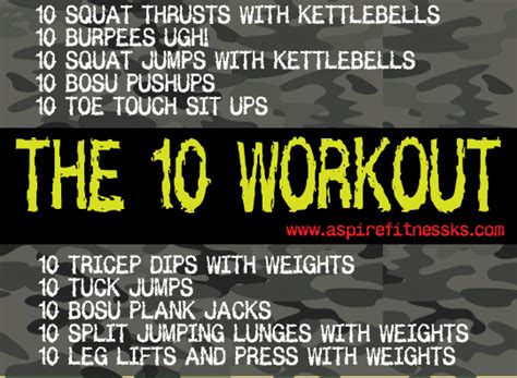 The 10 Workout Try To Complete 5 Sets Do As Many As 10 If You Can