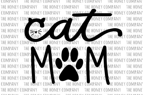 Cat Mom Svg Png Dxf Hand Lettered Fur Mom Mama Lover Paw Print Instant