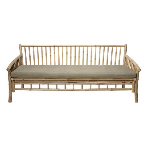 Bamboo Lounge Sofa With White Mattress Outdoor L175xh75xw77cm