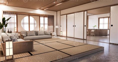 Diseño De Interiores Estilo Japonés De La Sala De Estar Moderna Zen