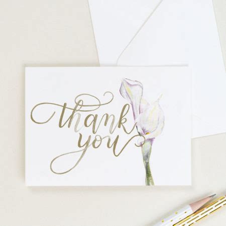 Calla Lily Thank You Card Set Of White Floral Thank You Notes And