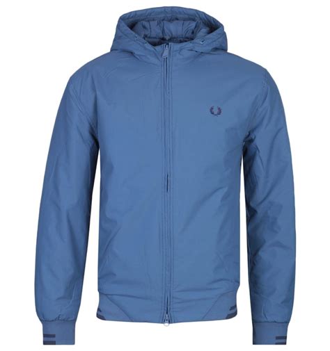 Fred Perry Synthetic Padded Midnight Blue Hooded Sports Jacket For Men