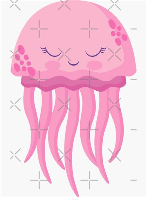 Pink Jellyfish Underwater Marine Animal Oceanography Sticker By