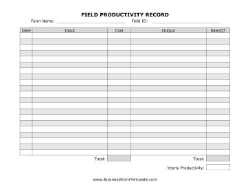 When employees know accountability is expected, they are extenuating or unusual circumstances may affect how employers measure the productivity level of their employees. Field Productivity Record Template