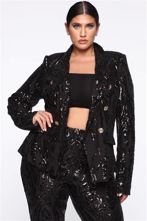 Eye Catcher Sequin Suit Set Black Sequin Suit Fashion Shopping
