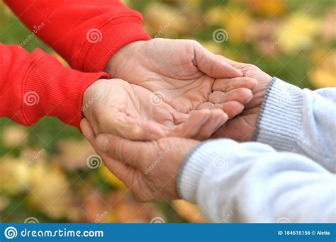 Senior Couple Holding Hands Together In Park Stock Photo Image Of