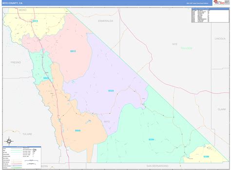 Inyo County Ca Wall Map Color Cast Style By Marketmaps