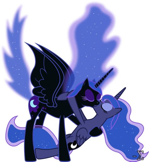 Nightmare Moon And Princess Luna Kissing 2 By 90sigma On