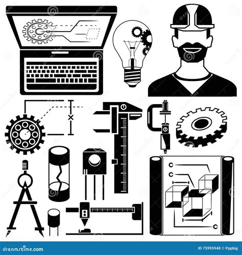 Mechanical Tools Engineer Icons Stock Illustration Illustration Of