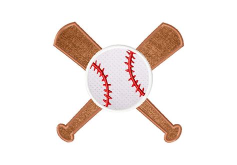 Baseball And Bats Machine Embroidery Includes Both Applique And Filled