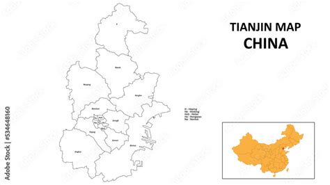 Tianjin Map Of China State And District Map Of Tianjin Administrative