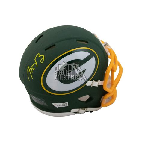 Aaron Rodgers Autographed Green Bay Packers Amp Mini Football Helmet Fanatics Steel City