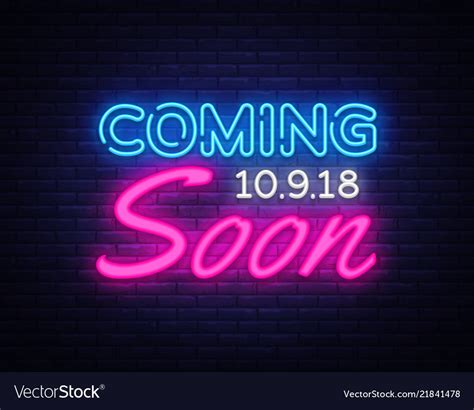 Coming Soon Neon Sign Soon Design Royalty Free Vector Image