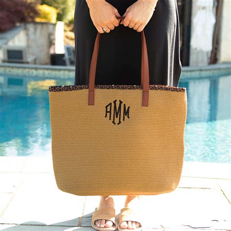 Spacious Personalized Straw Tote Bag Marleylilly