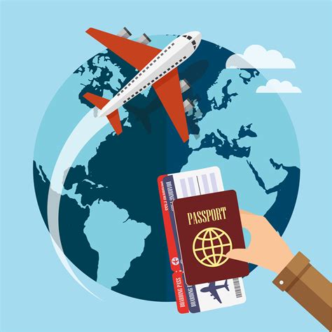 Avión Viajando Alrededor Del Mundo Y De La Mano Con Pasaporte Y Boleto