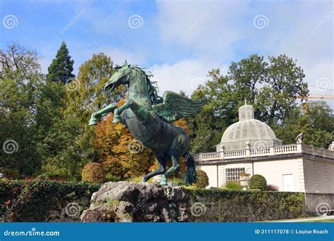 Pegasus Fountain With Gazebo Mirabell Gardens Salzburg Austria