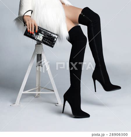 Slender female legs in boots stockingsの写真素材 PIXTA