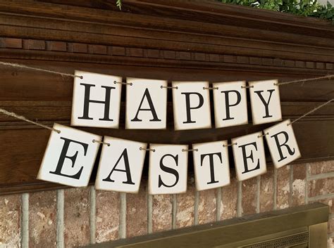 Happy Easter Banner Garland Farm House Farmhouse Spring Sign Etsy