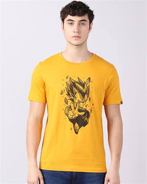 Buy Men S Yellow Anime Dragonball Vegeta And Sasuka Graphic Printed T Shirt For Men Yellow Online