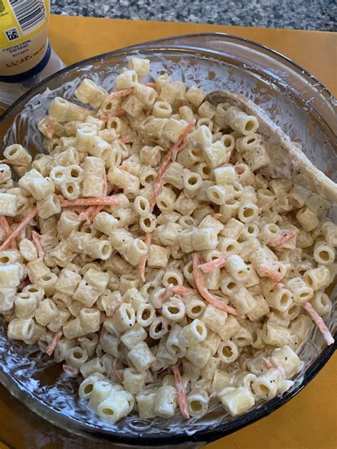 Hawaiian mac salad is a simple ingredient and essiential when eating plate lunches. Ono Hawaiian BBQ copycat macaroni salad. 1/2 lb. small salad macaroni 1 cup Best Foods Mayo 1/4 ...
