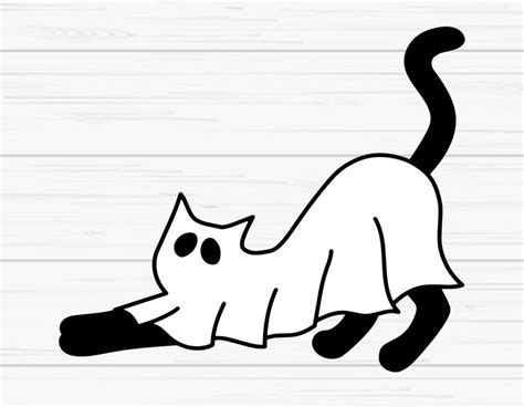 Сute Ghost Cat Svg Ghost Cat Png Boo Svg Halloween Svg Ghost Cat