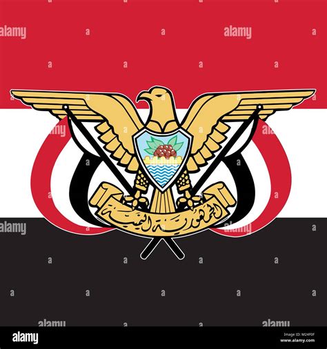 Yemen Coat Of Arms And Flag Official Symbols Of The Nation Stock