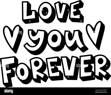 Vector Lettering Love You Forever Valentines Day Black And White