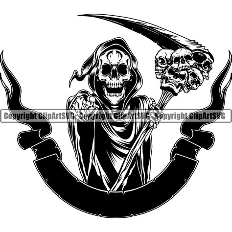 Skeleton Grim Reaper Skull Sickle Death Evil Kill Killer Grim Etsy