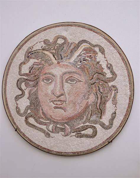 Roman Mosaic Depicting The Head Of Medusa Pf Origin